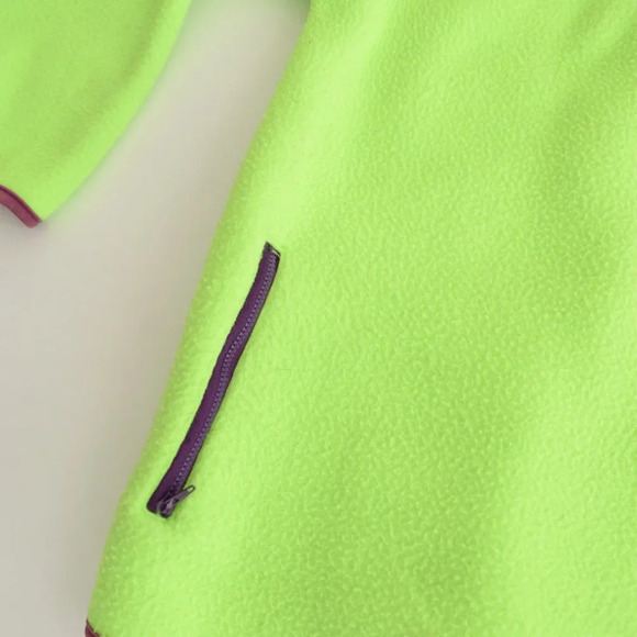 Vintage Out Country Neon Green Zip Up Fleece Sweater Size  See Measurements - Picture 9 of 13